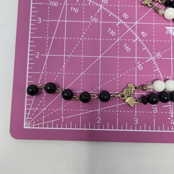 VINTAGE ART ARTHUR PEPPER BLACK & WHITE BEAD DOUBLE STRAND NECKLACE JEWELRY - Picture 12 of 14